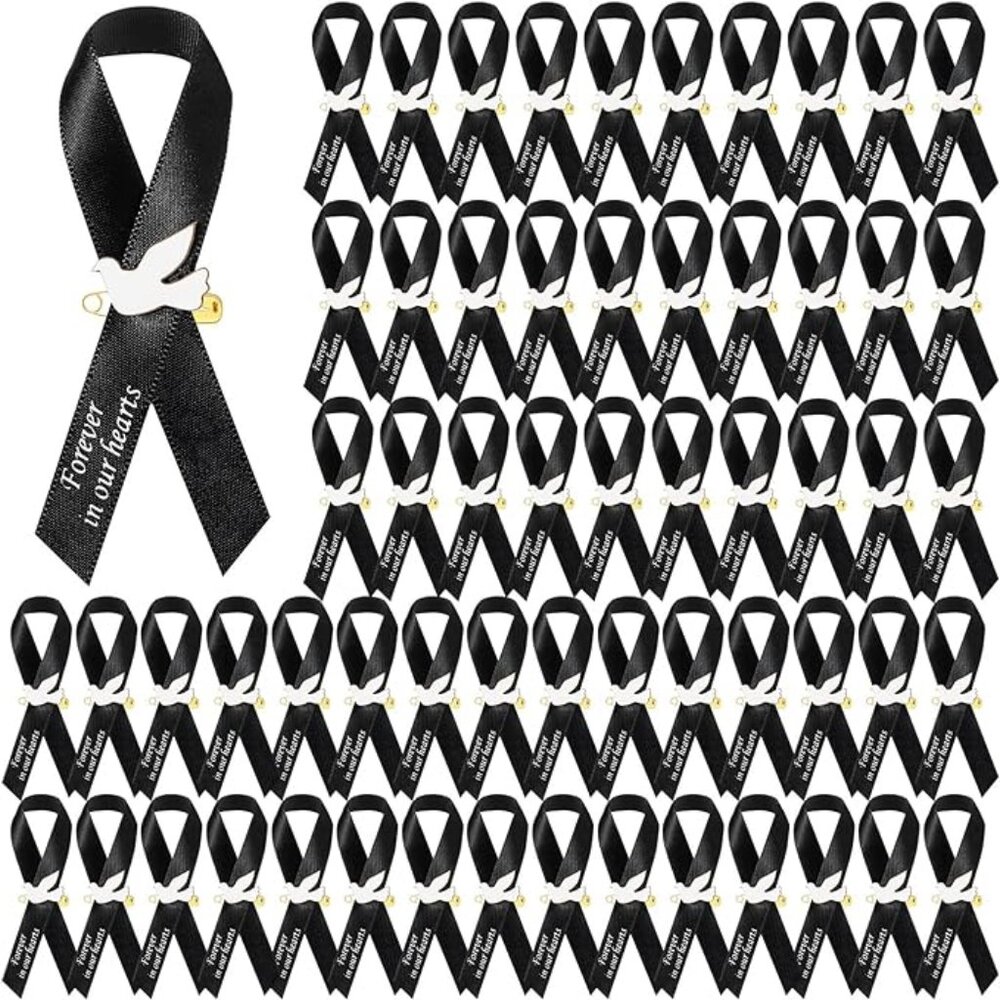 50 Pcs Dove Funeral Ribbons Memorial Ribbon Funeral Pins